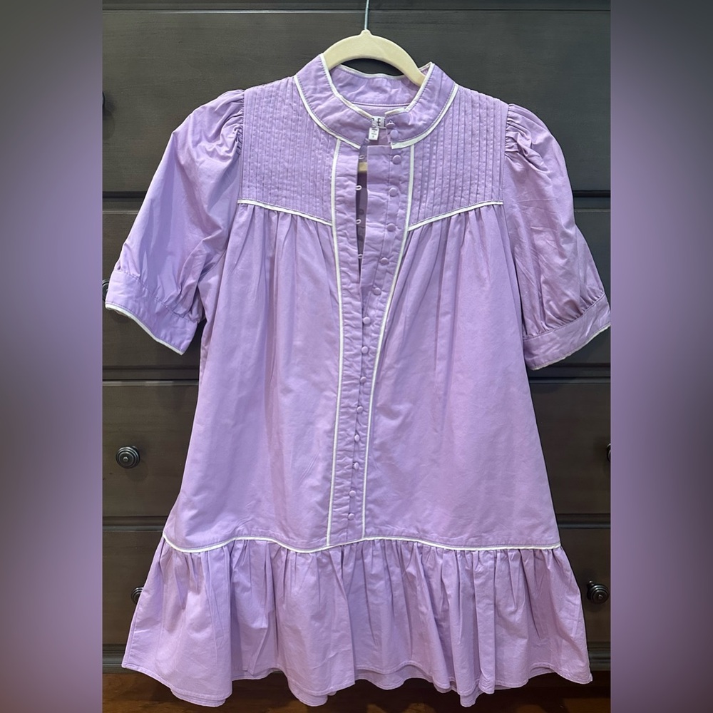 TCEC Lilac Button-Up Dress with Cream Accents